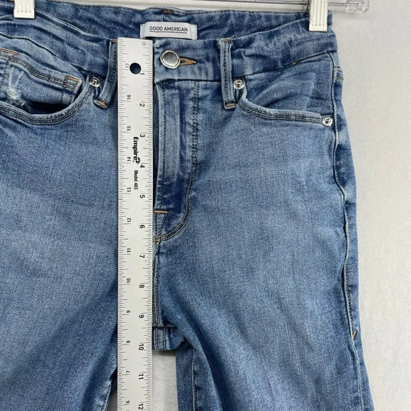 Good American Jeans Women's Sz 26 Blue Legs Crop Mid-Rise Skinny Stretch Denim - Picture 4 of 12